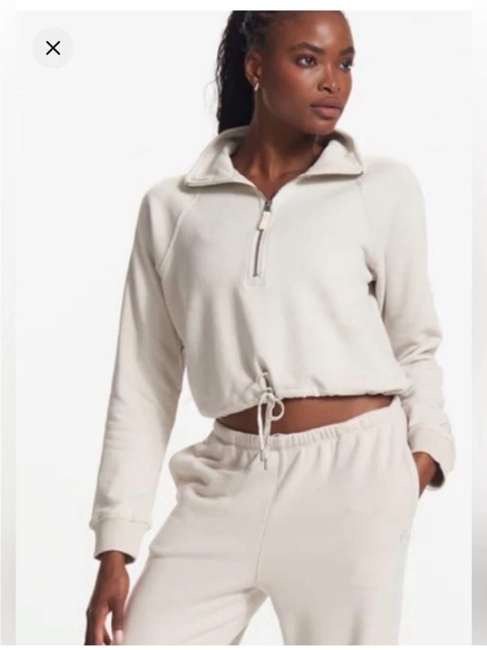 Vuori Sedona Light Tan Half-Zip Drawstring Pullover sweatshirt